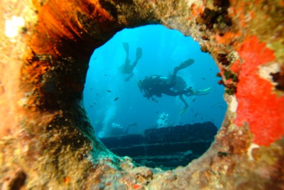 When a German bomb tore through her port side in 1941, the SS Thistlegorm sank to a watery grave in the Egyptian Red Sea—and into the annals of diving history. Discovered by nautical legend Jacques Cousteau in 1956, the Thistlegorm is a spectacular sunken museum of motorbikes, cargo trucks, tanks, artillery shells and other World War II relics.